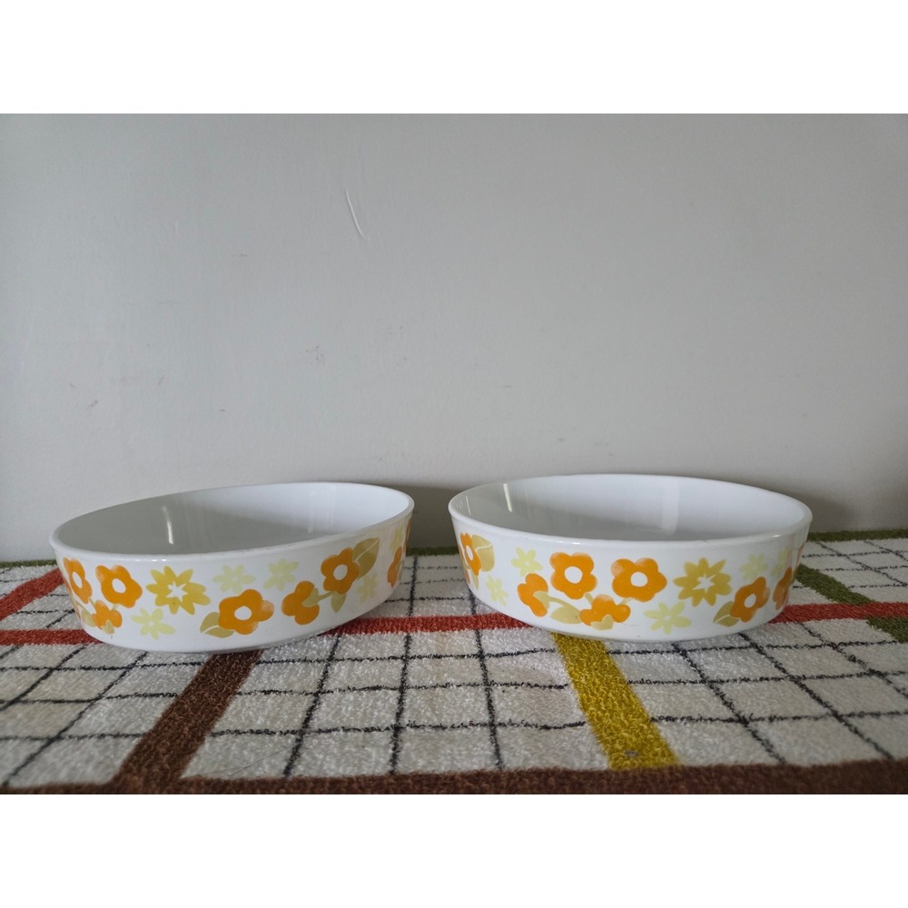 Vintage Centura by Corning Summer Impressions Cereal Bowls Set of 2 Orange Rare